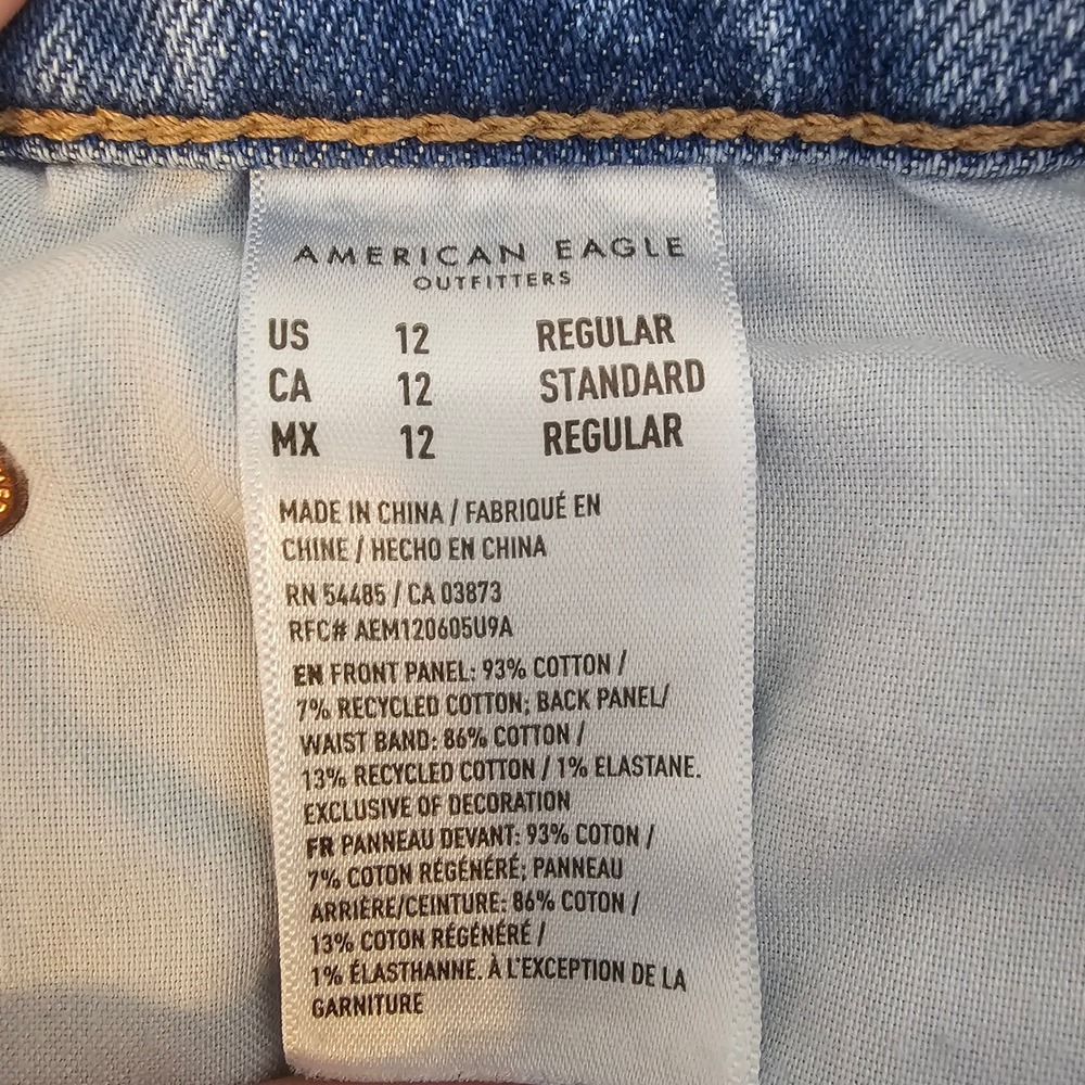 American Eagle Stovepipe Jeans Light Wash High Rise Straight Leg Strigid 12 - Picture 9 of 9